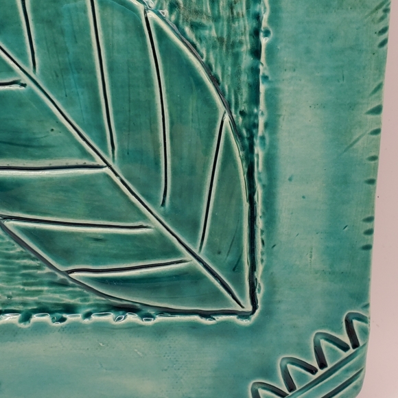 Vintage Soul By Lisa Glaze Teal Art Pottery Trivet Tile Signed Char Murray 8×8" - Picture 4 of 11